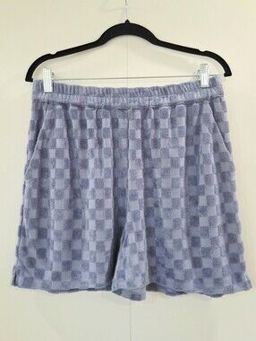 Compania Fantastica NWT Blue Checkered Terry Shorts Medium